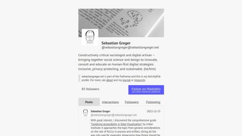 Screenshot of a page that shows this website's content as an ActivityPub stream, resembling the Mastodon UI.