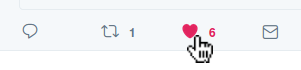 Screenshot of the Twitter UI, with a mouse cursor hovering over a heart icon.