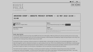 Screenshot of the event announcement on the website of 'Kuusi Palaa', the space hosting the event.