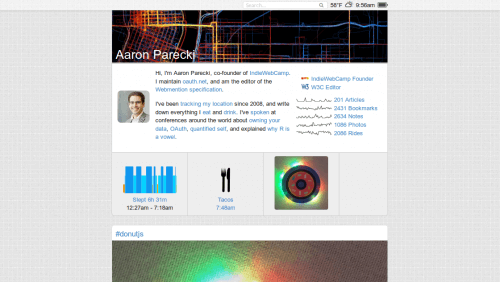 Screenshot of the aaronparecki.com home page