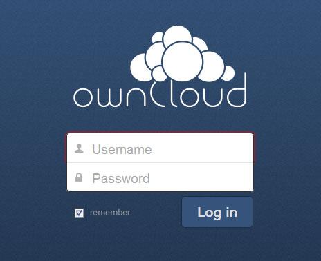 Screenshot of the login screen of OwnCloud