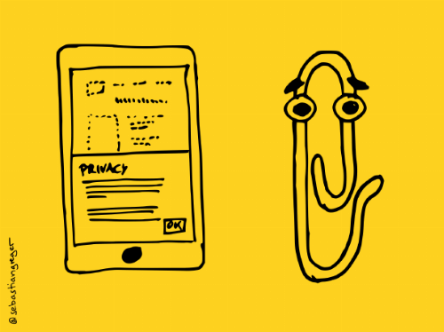 same drawing as before, but with the "Clippy" character known from old MS Office products