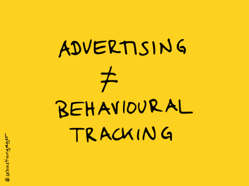 hand-written text: "advertising does not equal behavioural tracking"